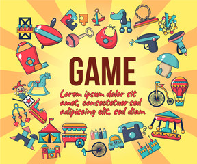 Poster - Game concept banner. Cartoon banner of game vector concept for web, giftcard and postcard