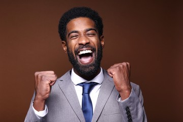 Canvas Print - Beautiful black man in front of a colored background