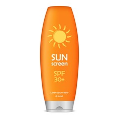 Poster - Sun screen cream icon. Realistic illustration of sun screen cream vector icon for web design isolated on white background