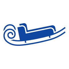 Poster - Blue santa sleigh icon. Simple illustration of blue santa sleigh vector icon for web design isolated on white background