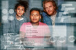 © Friends Stock - Three people searching secret information in darknet. Look to the screen