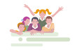 Group of children in flat style, vector illustration. Funny kids on the abstract background.  