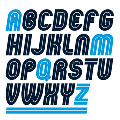 Poster - Set of vector rounded bold capital alphabet letters made with white lines, can be used in poster creation for social or commercial announcement
