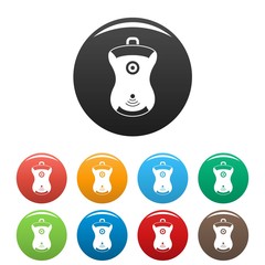Poster - gps device location icons set 9 color vector isolated on white for any design