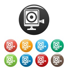 Poster - Action camera icons set 9 color vector isolated on white for any design
