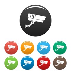 Poster - Outdoor security icons set 9 color vector isolated on white for any design