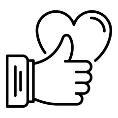 Poster - Like thumb up icon. Outline like thumb up vector icon for web design isolated on white background
