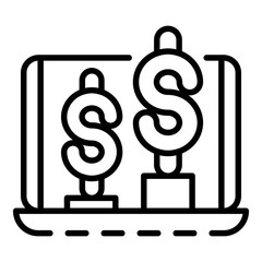 Poster - Money graph up icon. Outline money graph up vector icon for web design isolated on white background