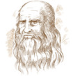 Hand drawn vector portrait. Leonardo Da Vinci
