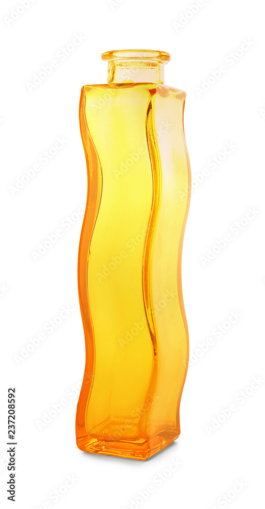 Beautiful glass vase on white background