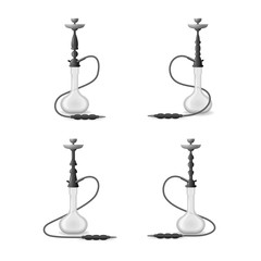 Sticker - Realistic 3d Detailed White Hookah with Smoking Pipe Set. Vector