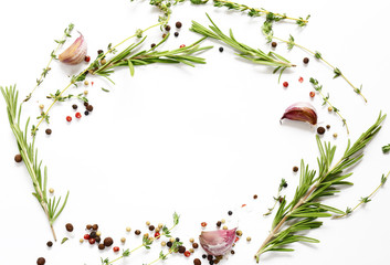 herbs and spices on white - background for cooking