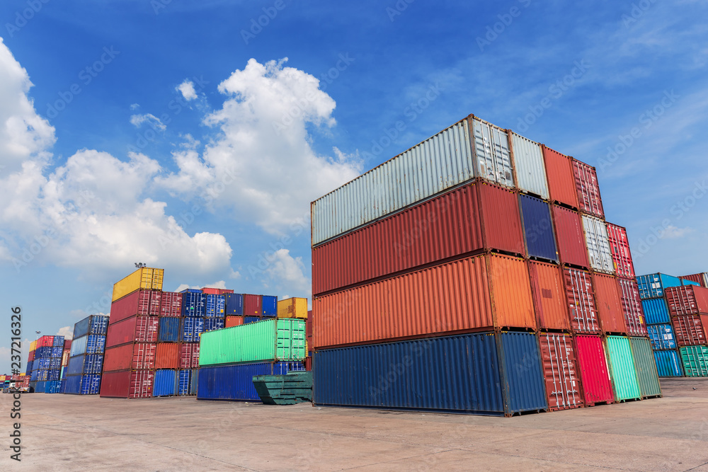 Container in container warehouse with blue sky for logistics import ...