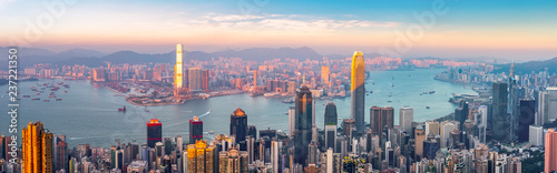 Urban Skyline and Architectural Landscape Nightscape in Hong Kong Poster Mural XXL