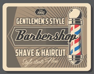 Barbershop service retro poster of gentlemen style