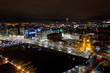 Aerial view of Liverpool city illuminated at night