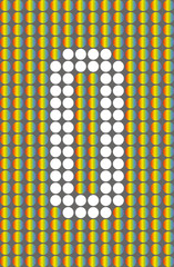 Poster - Number zero with white circles on rainbow circles