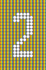 Poster - Number two with white circles on rainbow circles