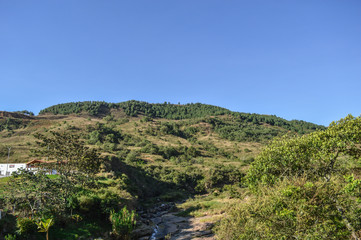 landscape with river and blue sky