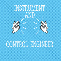 Poster - Text sign showing Instrument And Control Engineer. Conceptual photo Automation engineering Industrial equipment Drawing of Hu analysis Hands Clapping with Sound icon on Seamless Tiny Circles