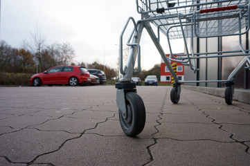 Cart on a parking place of a shopping center