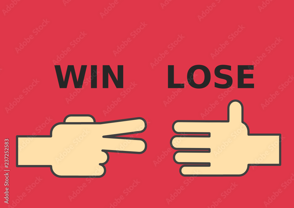 Rock Paper Scissors game, Flat cartoon vector illustration