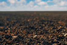 Close Up Of Arable Land Soil Recently Ploughed