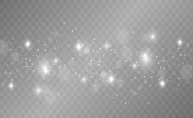 white sparks and golden stars glitter special light effect. vector sparkles on transparent backgroun