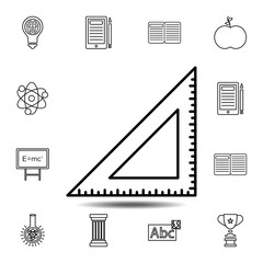 Poster - Triangular ruler icon. Simple outline vector element of education set icons for UI and UX, website or mobile application