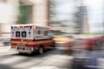 FDNY ambulance racing through new york city