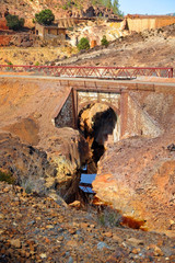 Old railroad bridge over the river in the Minas de Rio tinto, province of Huelva, Spain