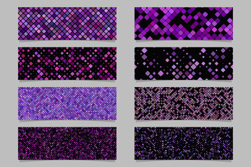 Poster - Purple abstract modern diagonal rounded square pattern banner background set