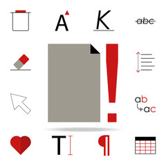 Poster - page warning icon. text editor icons universal set for web and mobile