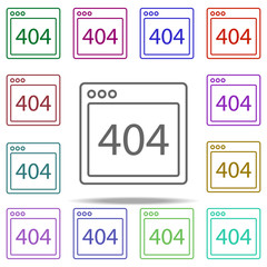 Poster - browser error 404 webpage icon. Elements of browser in multi color style icons. Simple icon for websites, web design, mobile app, info graphics
