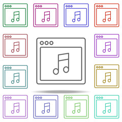 Poster - browser music webpage icon. Elements of browser in multi color style icons. Simple icon for websites, web design, mobile app, info graphics