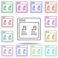 Poster - browser details music webpage icon. Elements of browser in multi color style icons. Simple icon for websites, web design, mobile app, info graphics
