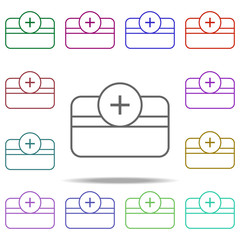 Poster - add bank card icon. Elements of commerce in multi color style icons. Simple icon for websites, web design, mobile app, info graphics