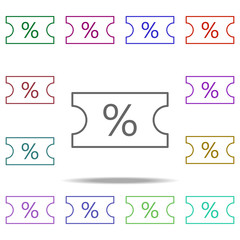 Poster - discount ticket icon. Elements of commerce in multi color style icons. Simple icon for websites, web design, mobile app, info graphics