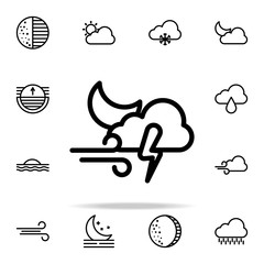 Poster - cloudy wind storm moon sign icon. weather icons universal set for web and mobile