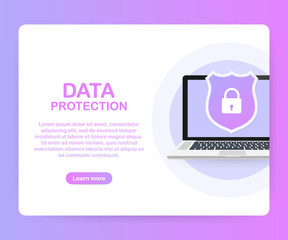 Canvas Print - Data Protection, privacy, and internet security. Vector illustration.