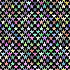 Poster - Multicolored seamless pentagram star pattern background - vector design