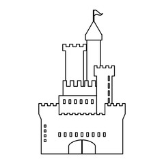 Wall Mural - Medieval castle building black and white