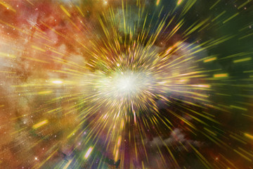Poster - Abstract Artistic Modern Digital Multicolored Glowing Wormhole Artwork Background