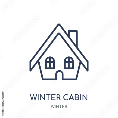 Winter Cabin Icon Winter Cabin Linear Symbol Design From Winter