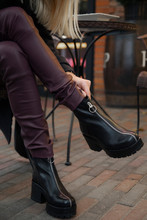 Trendy Crop Woman In Black Boots