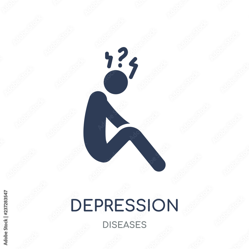 Depression icon. Depression filled symbol design from Diseases collection.  Stock Vector | Adobe Stock, image size:1000x1000