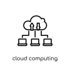 Wall Mural - Cloud computing icon. Trendy modern flat linear vector Cloud computing icon on white background from thin line Technology collection