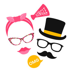 Sticker - Unisex accessories photo booth props vector