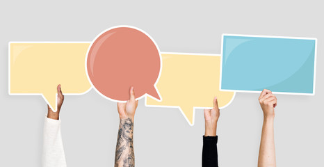 Sticker - Hands holding speech bubble graphics