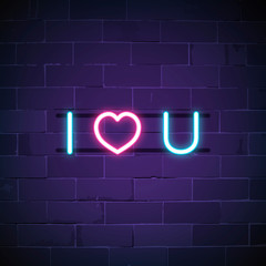 Sticker - I love you neon sign vector